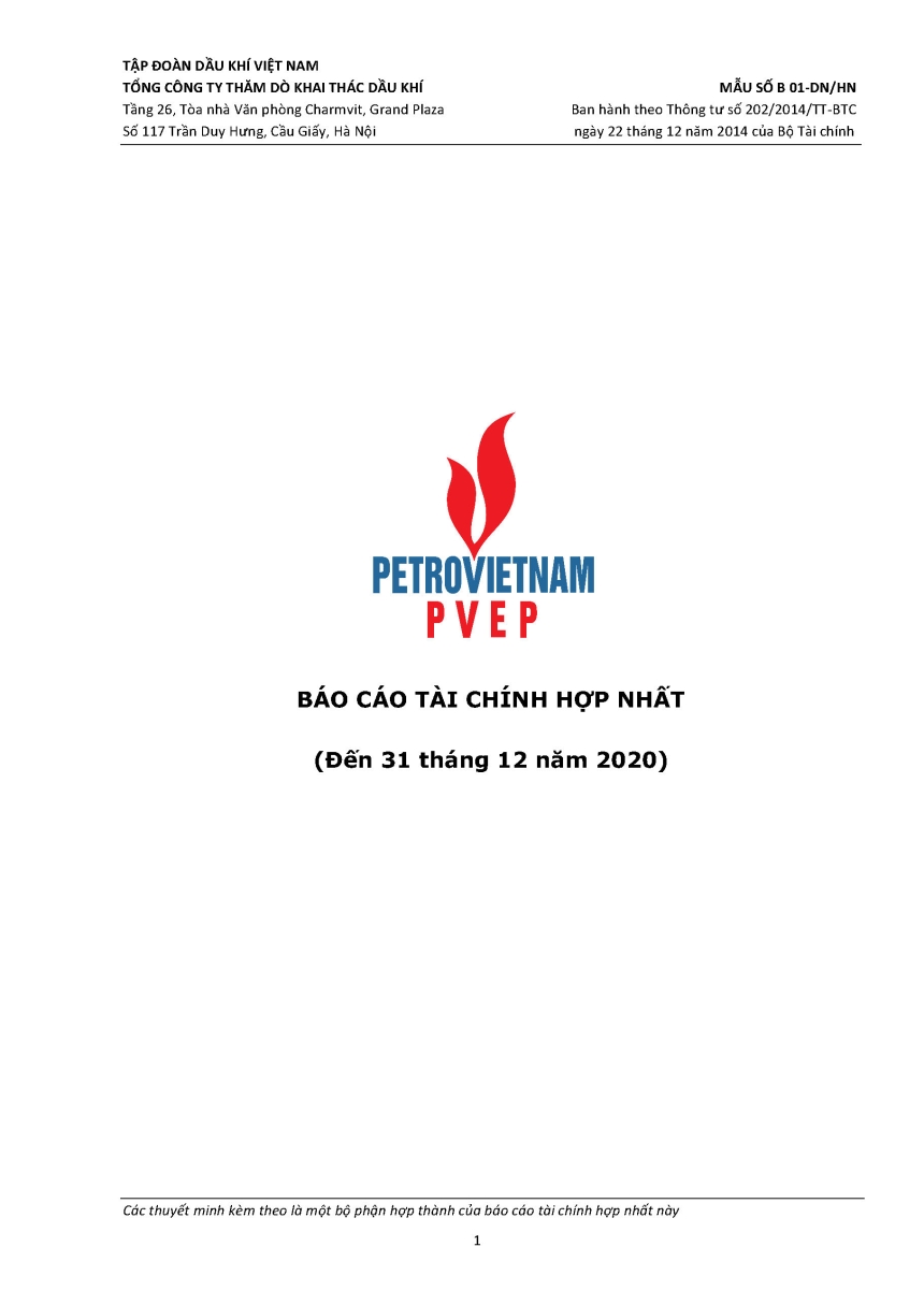 Báo cáo tài chính hợp nhất đến 31 tháng 12 năm 2020
